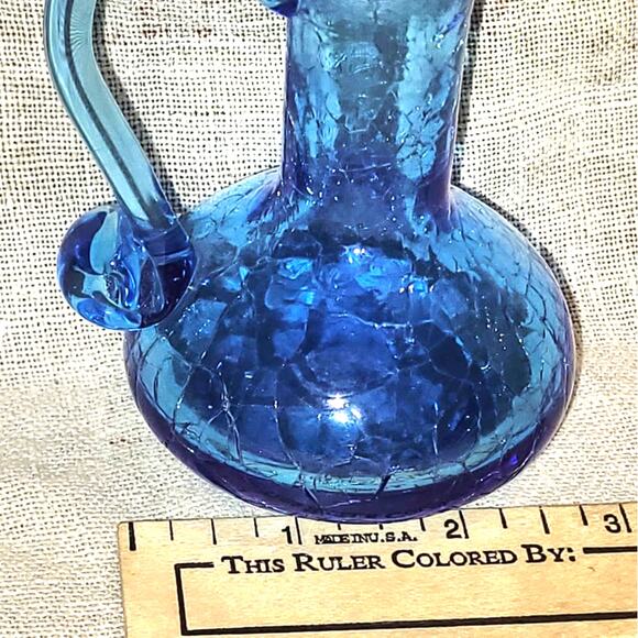 Vintage Pilgrim Glass Hand Blown Crackle Art Glass Cruet/Vase - Picture 5 of 6